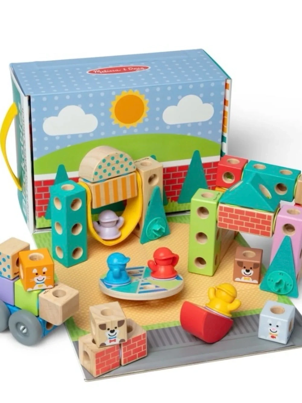 Melissa & Doug Blockables 73-Piece Kids Wooden Snap & Play Set - Multicolor